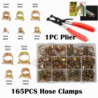 ◈ 115pcs -10/6-22mm Hose Clamp Assortment Kit Steel Spring Clip Water Fuel Tube Pipe / 1PC Plier