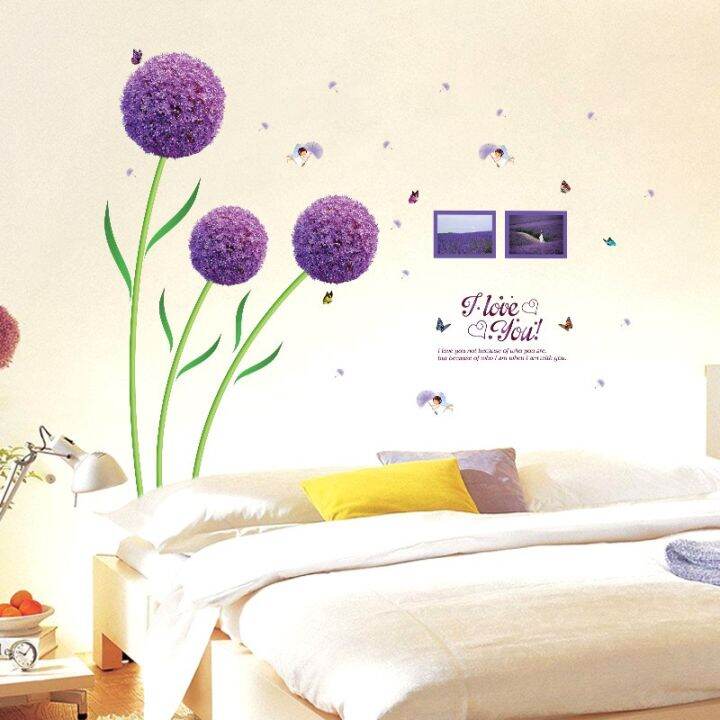 Acil Wall Sticker Bunga Dandelion Ungu Purple Flower Stiker Dinding Sk9124 Lazada Indonesia