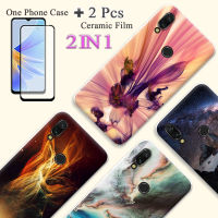 2 IN 1สำหรับเคส Redmi 7 TPU นุ่มและหลากสีเคสโทรศัพท์ทาสีด้วยฟิล์มกันรอยกันกระแทกโค้ง