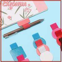 CAIOHUA 4PCS มีประโยชน์ แบบพกพา เครื่องเขียน เครื่องใช้สำนักงาน สมุดบันทึก ที่ใส่ปากกาแบบมีกาวในตัว วงยืดหยุ่น คลิปปากกาหนัง