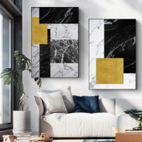 บทคัดย่อ Gold Black Canvas Paintings - Wall Art โปสเตอร์และภาพพิมพ์สำหรับห้องนั่งเล่น-Modern Cuadros Home Decor - Unframed