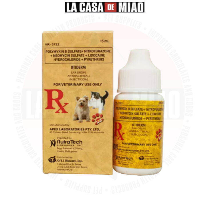 Otiderm Antibacterial and Insecticidal Ear Drops for Dogs and Cats