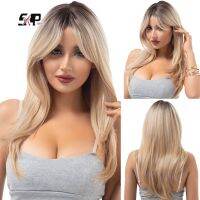 SP Synthetic Wig Ladies Long Blonde Eight Figure Bangs Layered Wigs Suitable For Everyday Parties