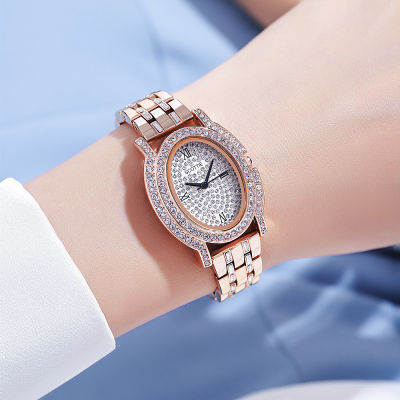 นาฬิกาแฟชั่นผู้หญิง 2022 ใหม่นาฬิกาผู้หญิงเพชรรูปไข่ควอตซ์กันน้ำนาฬิกาแฟชั่นนาฬิกา