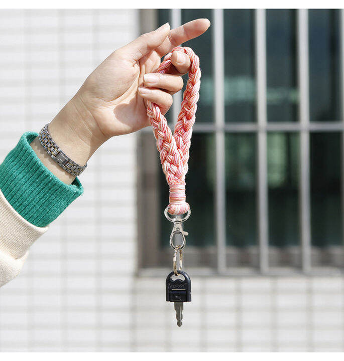 retro-rainbow-keychain-ins-wind-keyring-accessory-handwoven-keyring-bohemian-keychain-rainbow-wrist-strap-keychain