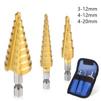 HSS Step Drill Bit Straight Groove Titanium Coated Wood Metal Hole Cutter Core Drilling Tools Set 3-12mm 4-12mm 4-20mm 4-32mm Drills Drivers