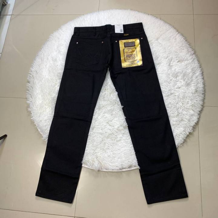 กางเกงยีนส์-wrangler-super-black-กางเกงยีนส์ทรงกระบอก-แรงเลอร์-สีแบล็ค-เป้ากระดุม