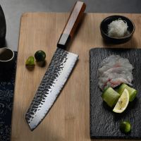 มีดเชฟ มีดเชฟญี่ปุ่น (chef knife) Grandsharp Kiritsuke 9" 3-layers AUS-10 Japanese steel ด้ามไม้แท้ 8 เหลี่ยม