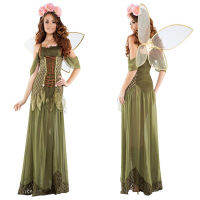 เสื้อผ้าฮาโลวีนใหม่ Forest Green Elf Flower Fairy Princess Angel Clothing DS ชุดการแสดง