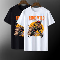 #0185 เสื้อยืดลายการ์ตูน RIDE WILD 185 เสื้อยืดสีดำ เสื้อใส่เล่น เสื้อยืด เสื้อคอกลม ใส่สบาย เสื้อสกรีน เสื้อสั่งทำ เสื้อยืดแขนสั้น เสื้อ