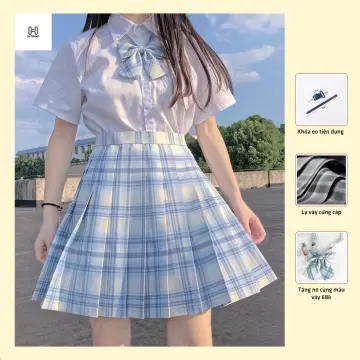 Phong Cách Nhật Bản Treo Lên Màu Trà Sữa Váy Xếp Ly Chân Váy Nữ Che