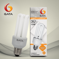 หลอดตะเกียบ 15W 3U E27 GATA WARMWHITE 2700K ( แพ็ค 1,4,10 ดวง)