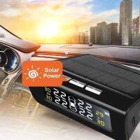 ✱✠❄ Solar Smart Car Digital Tyre Pressure Monitor System TPMS Tire Security War}g High Temperature Alert External sensors