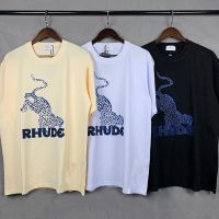 Oversized High Quality 2022 New Rhude Leopard Print High Street Men 1:1 Rhude Hd Castle Print T-Shirt 【Size S-4XL-5XL-6XL】