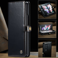 Luxury Leather Wallet Card Slot Flip Cover For Samsung Galaxy Z Fold 3 5G Case Kickstand Shockproof Phone Cases Coque Fundas