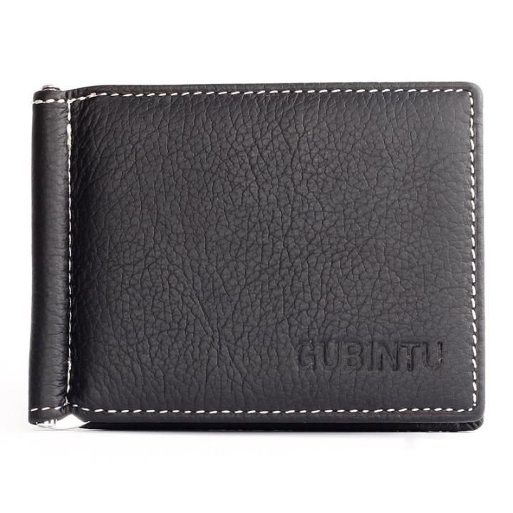 gubintu-เงินคลิปกระเป๋าสตางค์แท้สำหรับผู้ชาย-กระเป๋าสตางค์หน้าพร้อมกระเป๋ามีซิปรหัสบัตรเครดิต