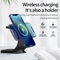 Wireless Phone Charging Dock Station Smart Watch Charger Headset Holder Portable Household Travel Stand Chargers Pad with Cable