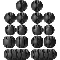 16 Pack Black Adhesive Cord Holders, perfect for Organizing Cable Wires-Home, Office, Car, Desk