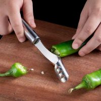 Green Pepper Coring Device Cutting Pepper Knife Stainless Steel Household Crispy Pepper Cucumber Bitter Melon Corer Kitchen Tool