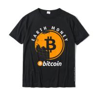 Bitcoin Earth Money Bitcoin Logo With Globe Crypto T-Shirt T Shirt Normal Latest Cotton Tees Casual For Men