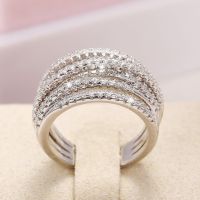 【hot】㍿◑♧  Huitan Luxury Design Rings Paved CZ Stone Fashion Sparkling Womens Wedding Bands Jewelry Drop Shipping