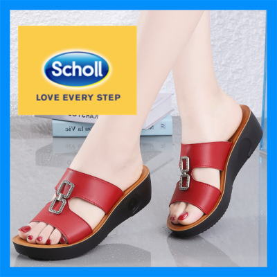Scholl รองเท้าหนัง Scholl สำหรับผู้หญิง,รองเท้าแตะ Scholl สตรีรองเท้าแตะ Scholl รองเท้าแตะ Scholl รองเท้าแตะรองเท้าลำลองรองเท้าโบฮีเมียนรองเท้าส้นเตี้ยของผู้หญิง
