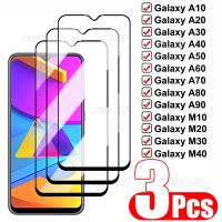 3ชิ้นแก้วป้องกันสำหรับ Galaxy A10 A30 A40 A50 A70กระจกเทมเปอร์สำหรับ M30 M10 M20 M40 A60กระจก A90 A20