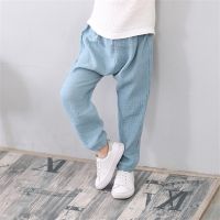 2-7 Yrs Linen Pleated 2023 Baby Boys Girls Summer Cotton Pants Kids Clothes Childs Sweatpants Anti-mosquito Trousers Breathable