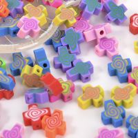 ✗∈ 30pcs Cross Polymer Clay Beads Spacer Beads for Jewelry Making Handmade Charm DIY Bracelet Necklace Accessories