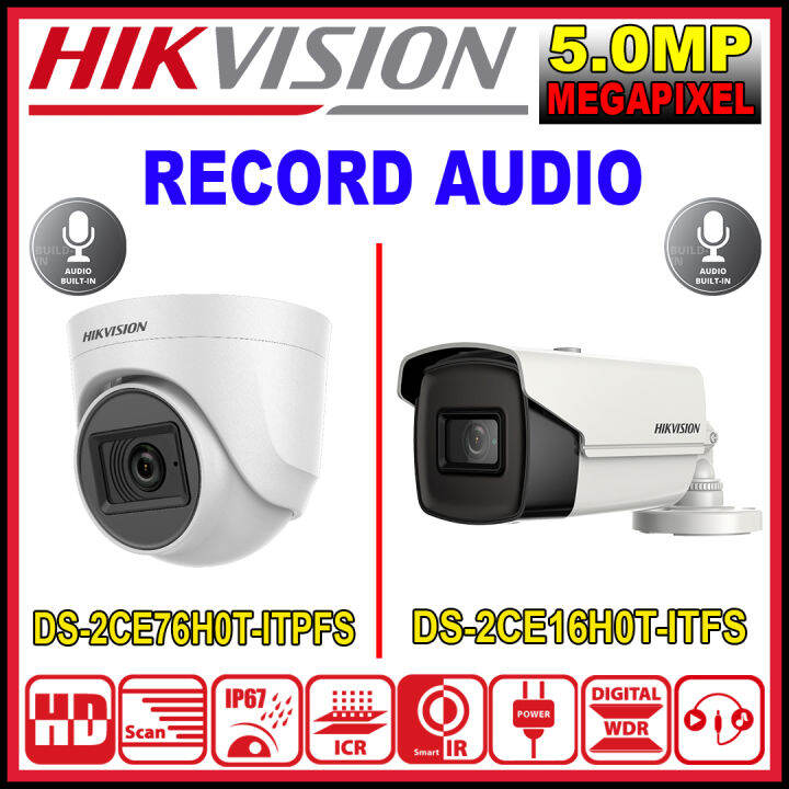 HIK HIKVISION 5.0MP CAMERA WITH MIC DS2CE16H0TITFS /DS2CE76H0TITPFS