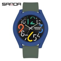 ⌚SANDA นาฬิกานาฬิกาสายรัดซิลิโคนผู้ชายใหม่นาฬิกากันน้ำนาฬิกาควอทซ์สีขาวลำลองแฟชั่นใหม่9021