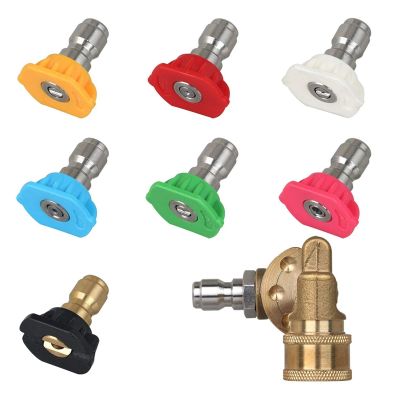 Universal Power Pressure Washer Spray Nozzle Tips And Quick Connect Pivot Adapter Coupler 180 Degrees With 5 Rotation Angles, Soap And Rinse Jet Stream Tips Kit, 1/4 Inch, 2.5 Gpm