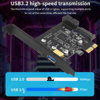 TISHRIC PCIE 1X 3.0ถึง USB 3.2 Gen 1 Type-C การ์ดต่อ10Gbps Riser Card Extended 19PIN Interface Adapter