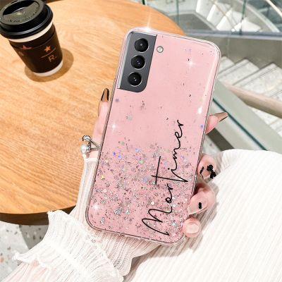 （shine electron）เคสใสแวววาวสำหรับ Samsung Galaxy,เคสตัวอักษรกำหนดเองแวววาว S21 S20พิเศษ S23 FE ที่คลุมเรืองแสง5G สำหรับ S23 S22