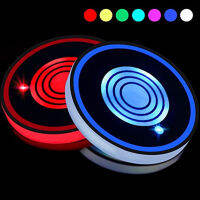 2Pcs Universal Luminous รถถ้วยน้ำ Coaster ผู้ถือ7สี USB ชาร์จ Led รถตกแต่งภายในบรรยากาศ Light Coaster