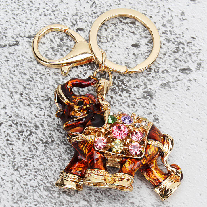 rhinestone-keychain-car-key-holder-drop-elephant-women-bag-ornaments-pendant-small-gift-animal-trendy-alloy-decor