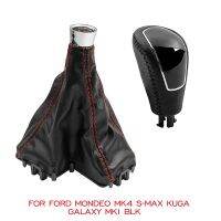 เคสสำหรับ Ford Mondeo MK4 S-MAX Galaxy Kuga MK1 BLK รถหัวเกียร์กระปุกอัตโนมัติพร้อมคันโยกหนัง PU