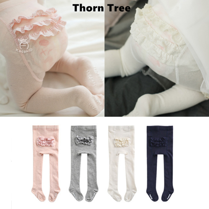 Thorn Tree Toddler Baby Girl Tights Cute Ruffle Bottom Pantyhose