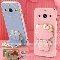 เคสโทรศัพท์ Realme11Pro Realme11Pro+ 5G เคส Phone Case เคสเคลือบรูปตัวการ์ตูน Hello-Kitty น่ารักพร้อมกระจกแต่งหน้าแบบพกพาที่วางโทรศัพท์ฝาครอบแบบ