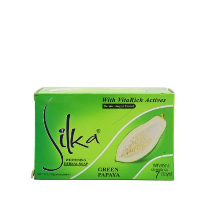 สบู่มะละกอ (เขียว) ขนาด 65 , 135 กรัม Silka Whitening Herbal Soap Green Papaya