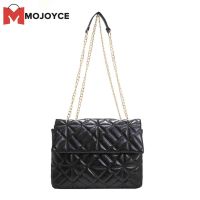 MOJOYCE โซ่โลหะ PU หนังกระเป๋าสะพายข้างหญิงสีทึบขนาดเล็ก Designer Clutch