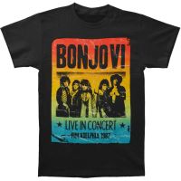 Hot sale Bon Jovi BAND graphic Mens 100% Cotton Round Neck Short Sleeve T-Shirt  Adult clothes