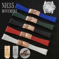 ✣ Watch Accessories Rubber No Luminous Watch Strap 20MMx18MM Watch Band Stainless Steel Single Folding Silver/Rose Gold Buckle