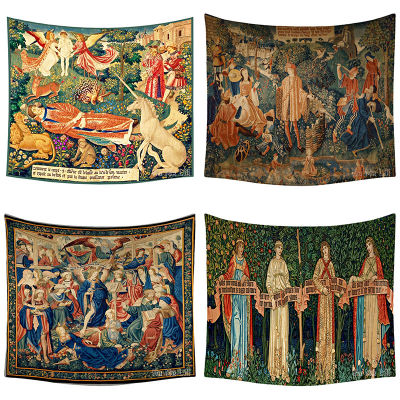 【cw】Medieval Court In Paris Renaissance Religion Classical Art Painting Design Tapestry Wall Hanging Art Home Decoration