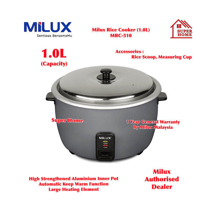 Milux Rice Cooker MRC510 1.0L Rice Cooker MRC5 SERIES (25 months