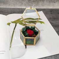 ☆☆GIFT Hexagon Transparent Wedding Ring Geometric Clear Glass Box Organizer Holder Tabletop Container Home Jewelry Storage