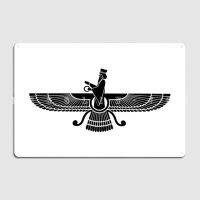 สัญลักษณ์การออกแบบของ Faravahar Zoroastrian-ศาสนาโซโรอัสเตอร์ถ้ำแถบป้ายโลหะโปสเตอร์ดีบุกวาดภาพฝาผนังที่กำหนดเอง