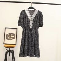 【มีไซส์ใหญ่】Plus Size Womens Floral Printed Midi Dress Short Sleeve Vintage Summer Dresses Large Size Vintage Vestidos