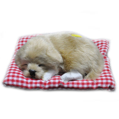 Vinv Cute Simulation Animal Doll Plush Sleeping Dogs with Sound Decorations Toy Birthday Gift