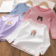 Áo Thun Hoạt Hình Dài Tay Cho Bé Gái 2-5-8 Tuổi Áo Len Dáng Rộng Dễ Thương